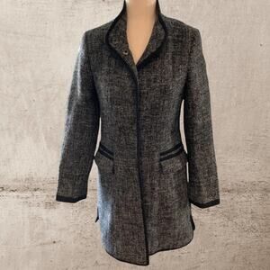 mossimo supply co. Tweed‎ Wool Blend Coat fully lined  black trim Size Small